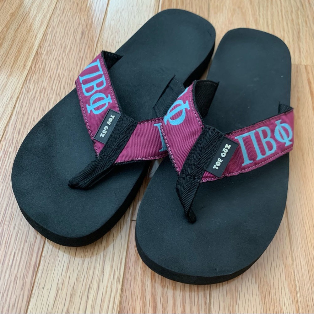 Pi Beta Phi Sorority Flip Flop Sandals - Women’s Size 7 / 37 - Toe Goz EUC - Picture 3 of 16
